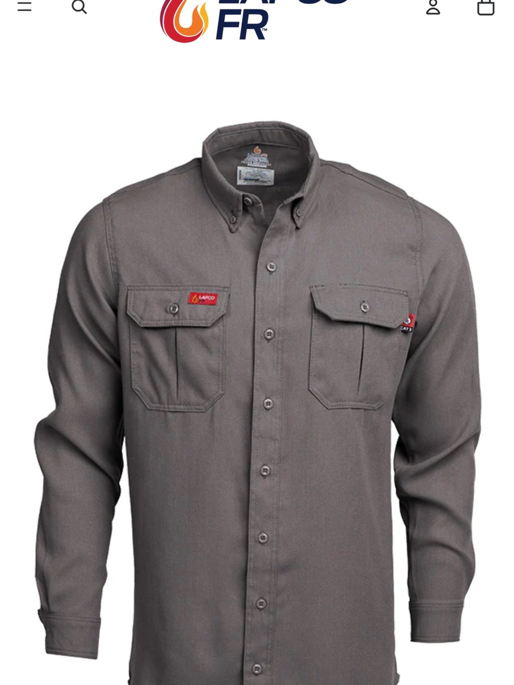 Lapco FR Men’s Long-Sleeve Button-Down Shirt in Charcoal